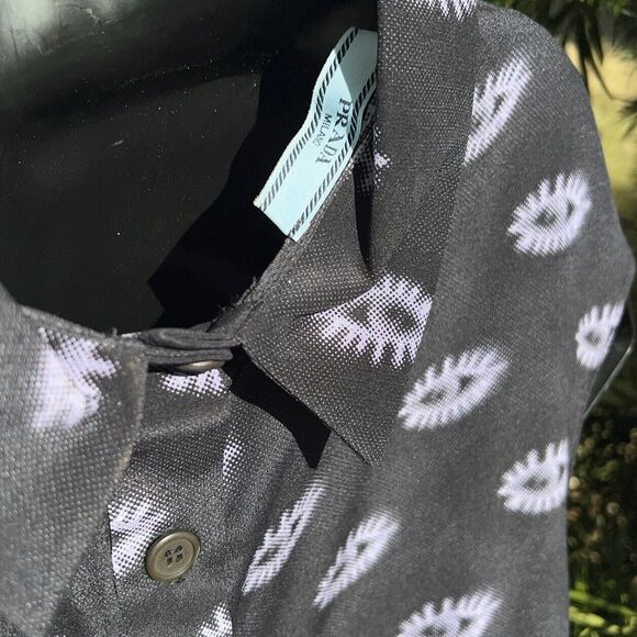 Prada Milano Top Eye Print Purple Black Sleeveless Collar Button Up Back Silk 6 - Picture 4 of 10